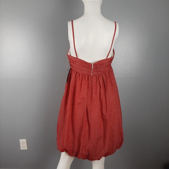 Karin Stevens Womens Bubble Dress Size 8 Red Geometric Print Sweetheart Neckline - Picture 5 of 10